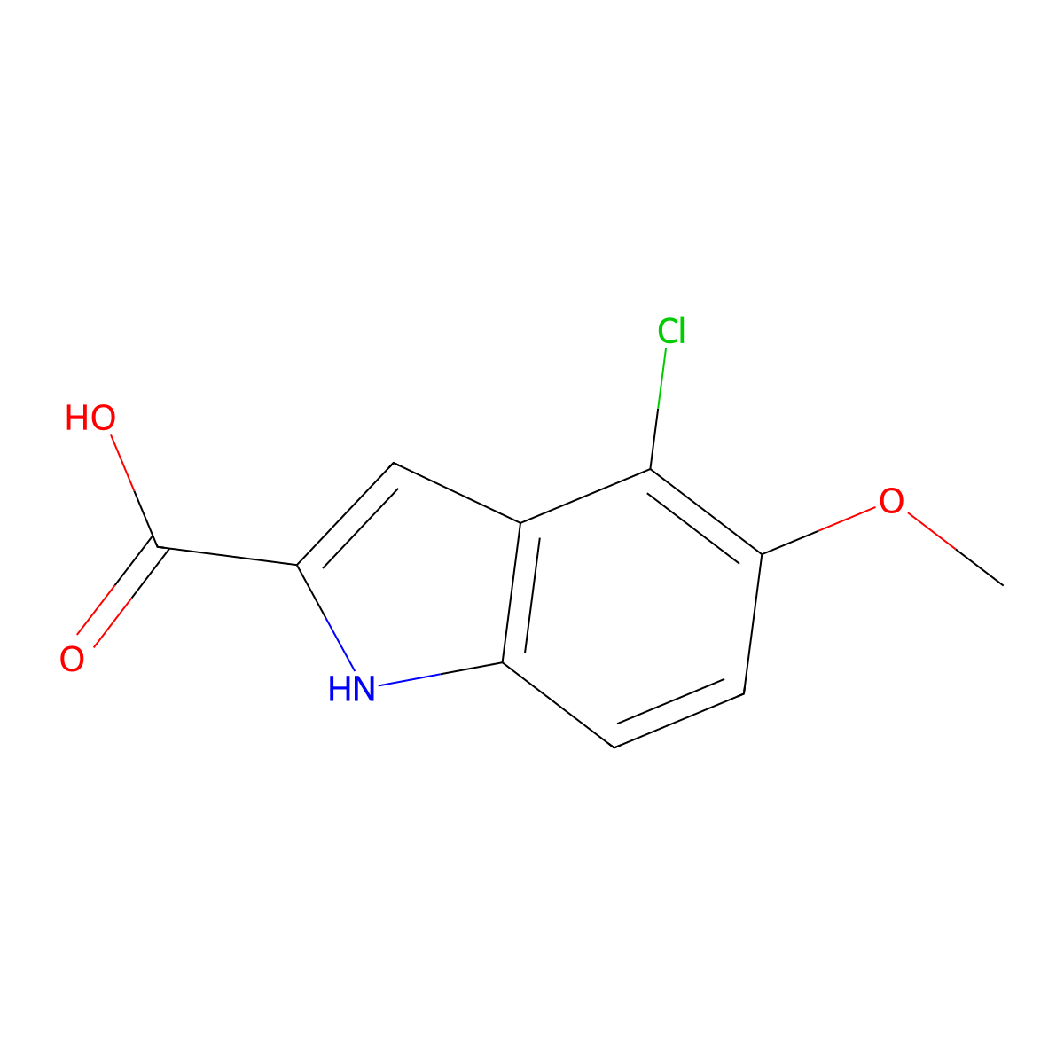 4-chloro-5-methoxy-1H-indole-2-carboxylic acid molecular structure, CAS 50536-59-9