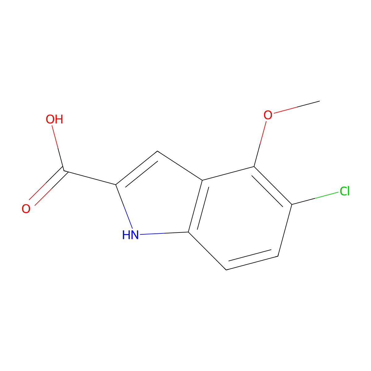 5-chloro-4-methoxy-1H-indole-2-carboxylic acid molecular structure, CAS 50536-60-2