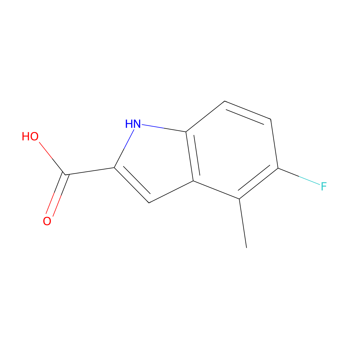 5-fluoro-4-methyl-1H-indole-2-carboxylic acid molecular structure, CAS 50536-62-4
