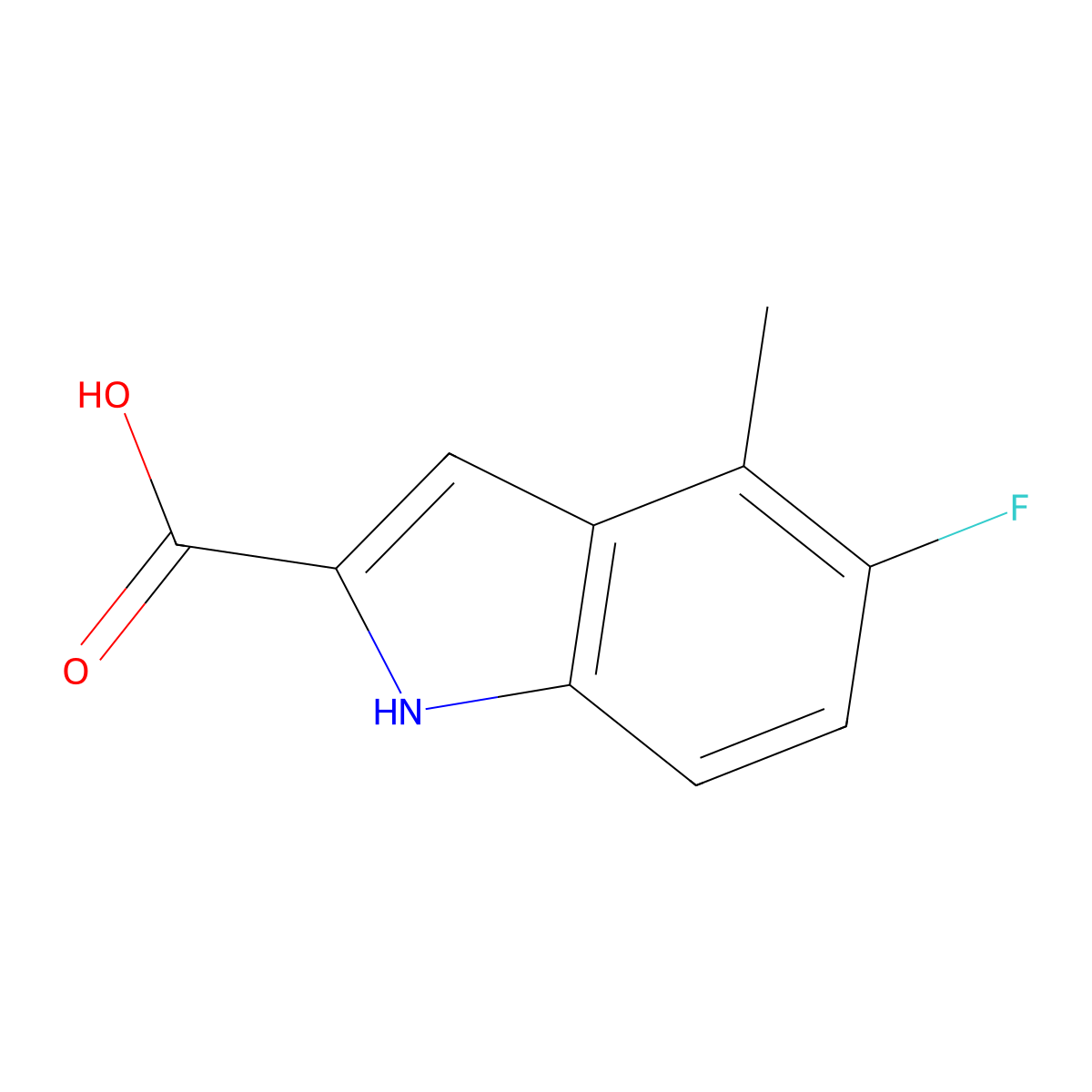 5-fluoro-4-methyl-1H-indole-2-carboxylic acid molecular structure, CAS 50536-62-4