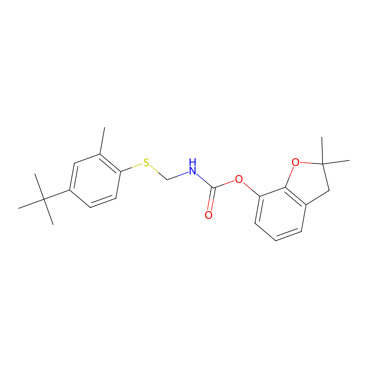 Carbamic acid, ((4-(1,1-dimethylethyl)-2-methylphenyl)thio)methyl-, 2,3-dihydro-2,2-dimethyl-7-benzofuranyl ester molecular structure, CAS 50539-71-4