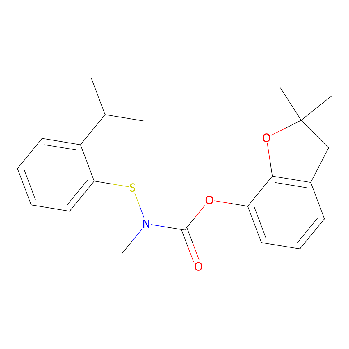 Carbamic acid, methyl((2-(1-methylethyl)phenyl)thio)-, 2,3-dihydro-2,2-dimethyl-7-benzofuranyl ester molecular structure, CAS 50539-72-5