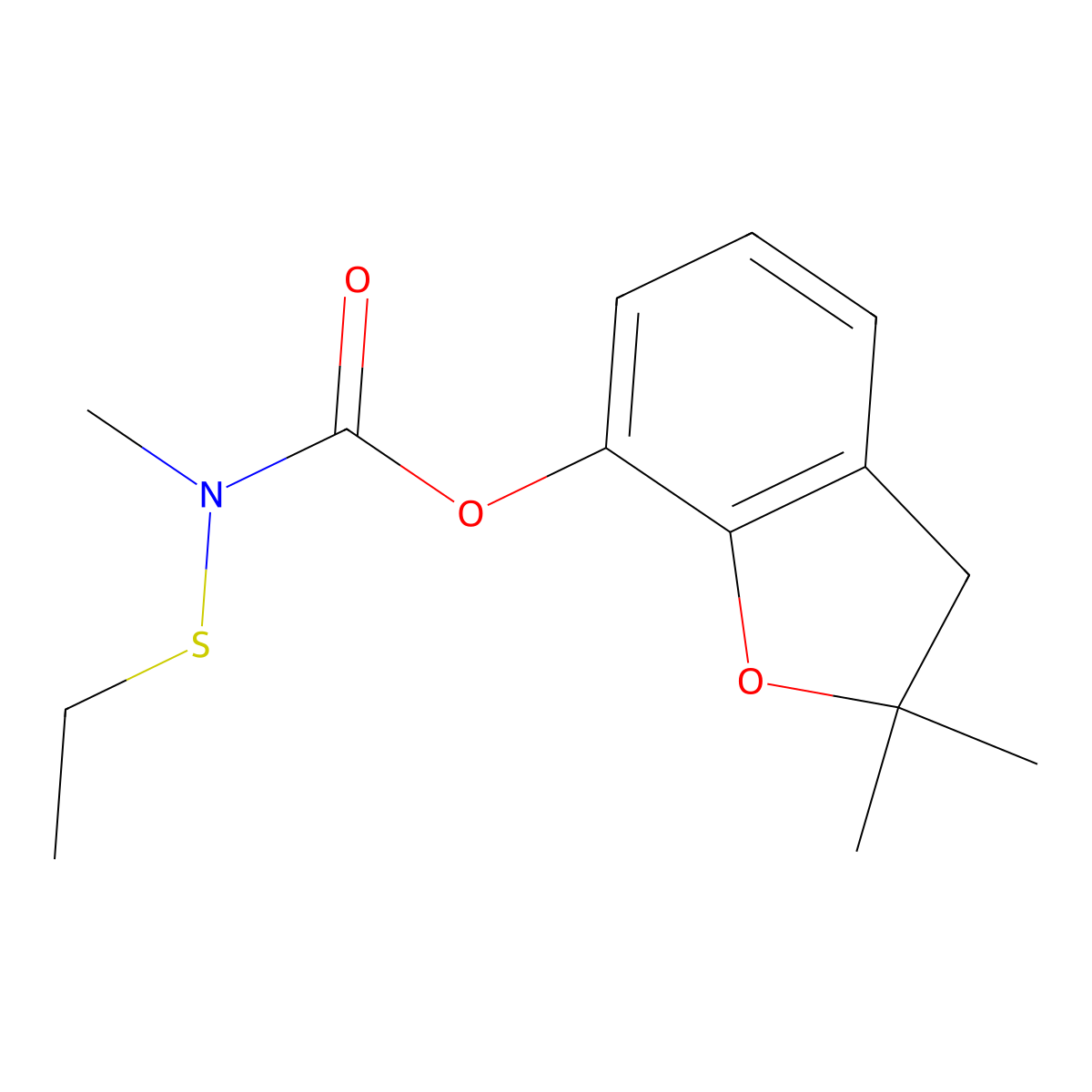 Carbamic acid, (ethylthio)methyl-, 2,3-dihydro-2,2-dimethyl-7-benzofuranyl ester molecular structure, CAS 50539-81-6