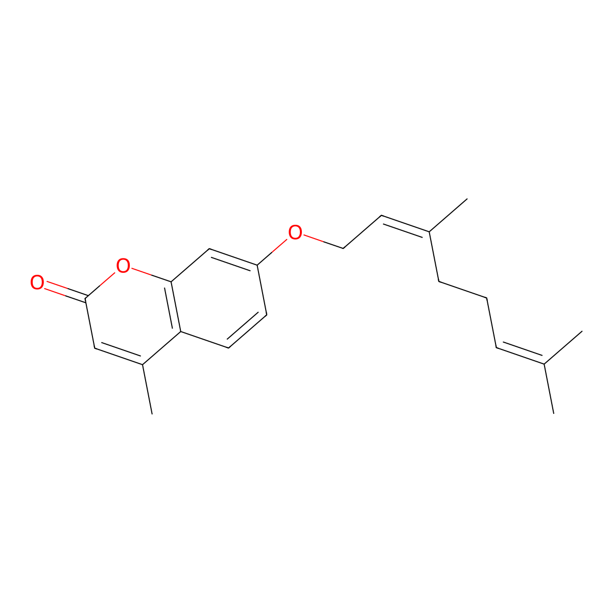 7-((3,7-Dimethylocta-2,6-dienyl)oxy)-4-methyl-2-benzopyrone molecular structure, CAS 50542-90-0