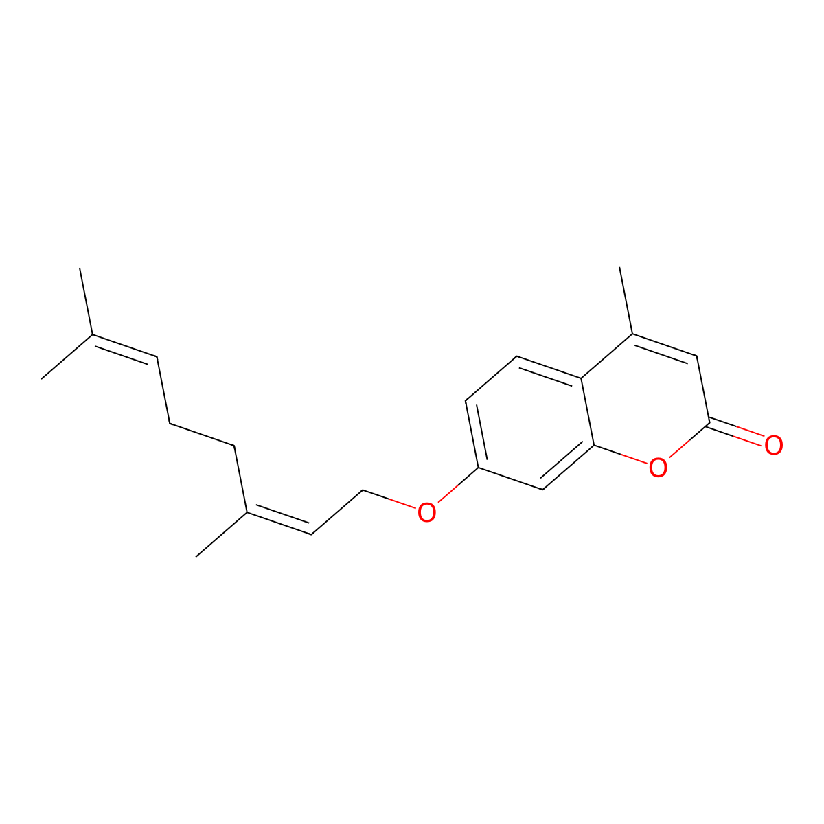7-((3,7-Dimethylocta-2,6-dienyl)oxy)-4-methyl-2-benzopyrone molecular structure, CAS 50542-90-0