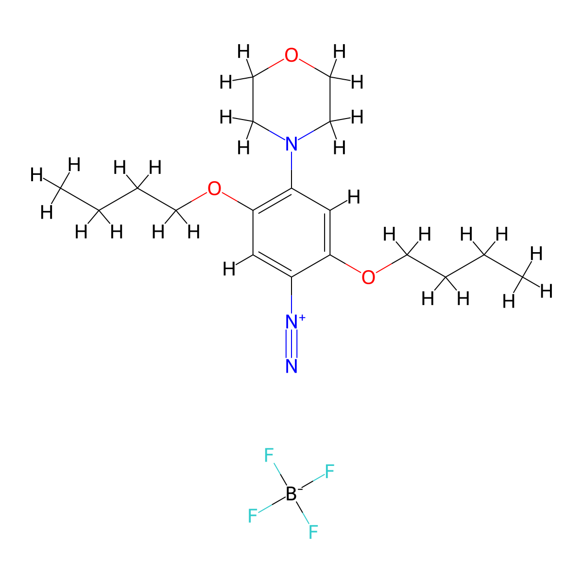 Benzenediazonium, 2,5-dibutoxy-4-(4-morpholinyl)-, tetrafluoroborate(1-) (1:1) molecular structure, CAS 50543-78-7