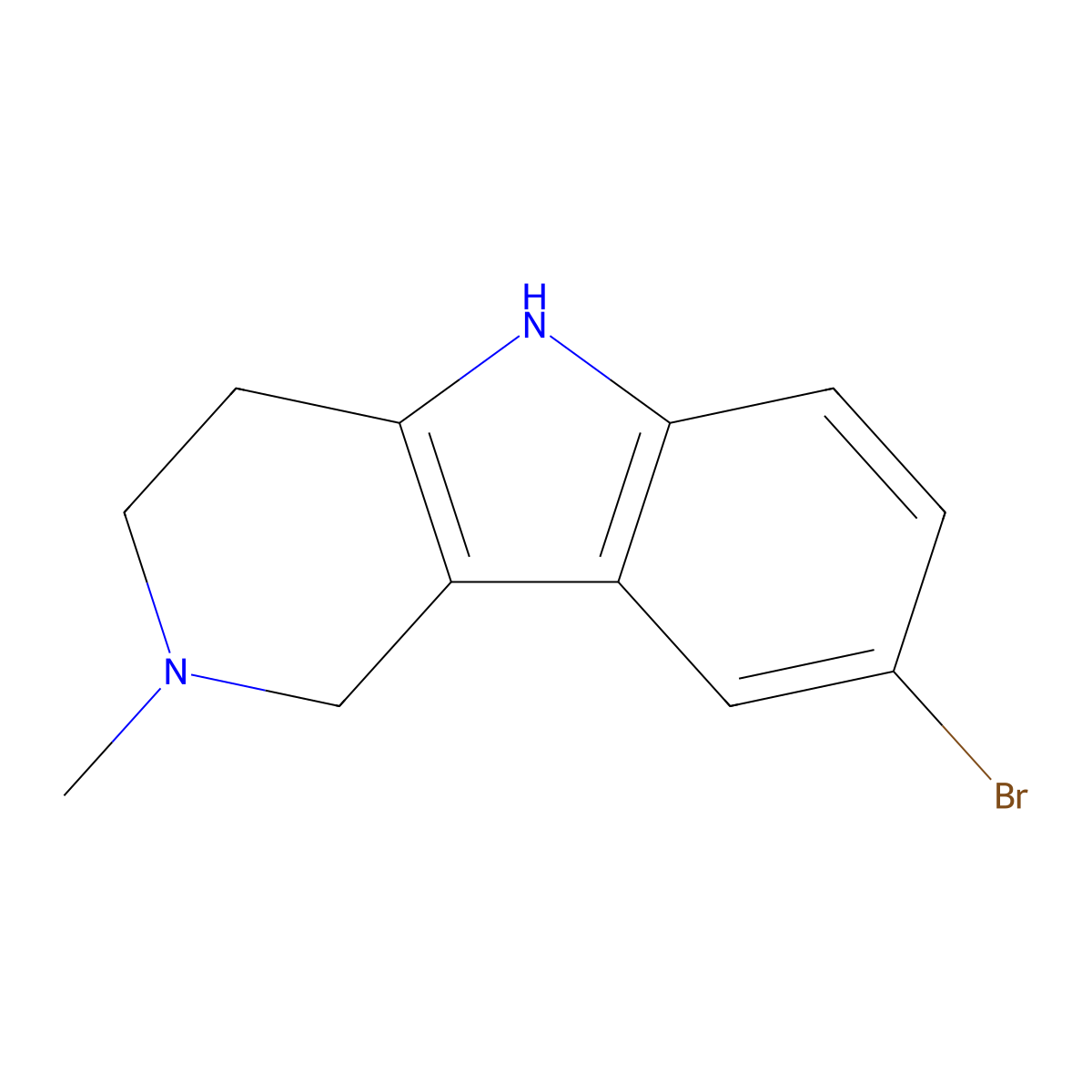 8-Bromo-2,3,4,5-tetrahydro-2-methyl-1H-pyrido(4,3-b)indole molecular structure, CAS 5055-01-6