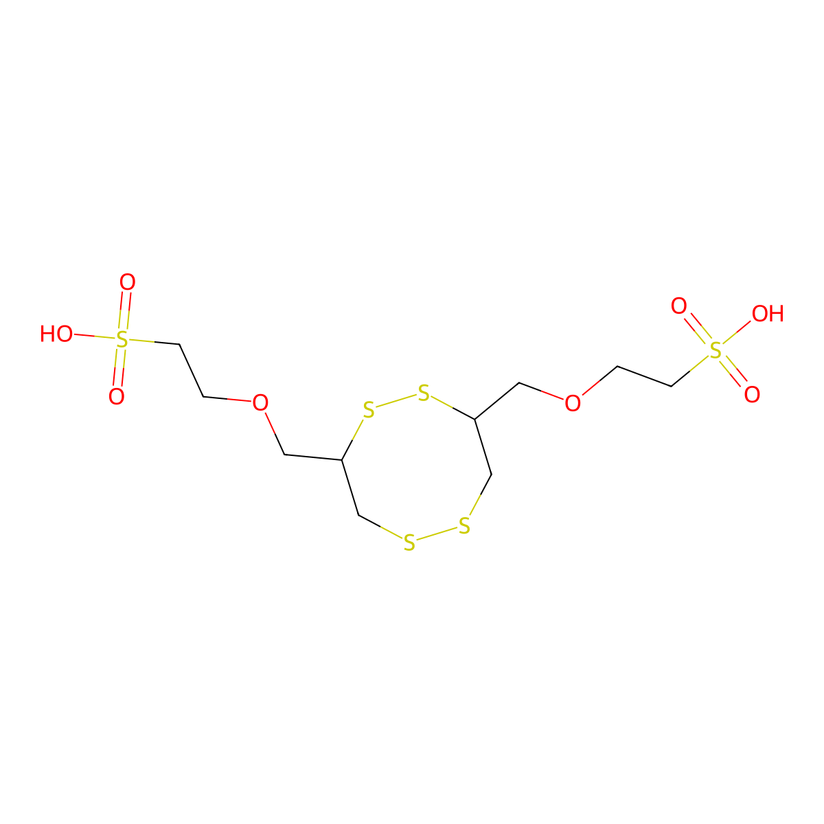 2-[[8-(2-Sulfoethoxymethyl)-1,2,5,6-tetrathiocan-3-yl]methoxy]ethanesulfonic acid molecular structure, CAS 50566-97-7