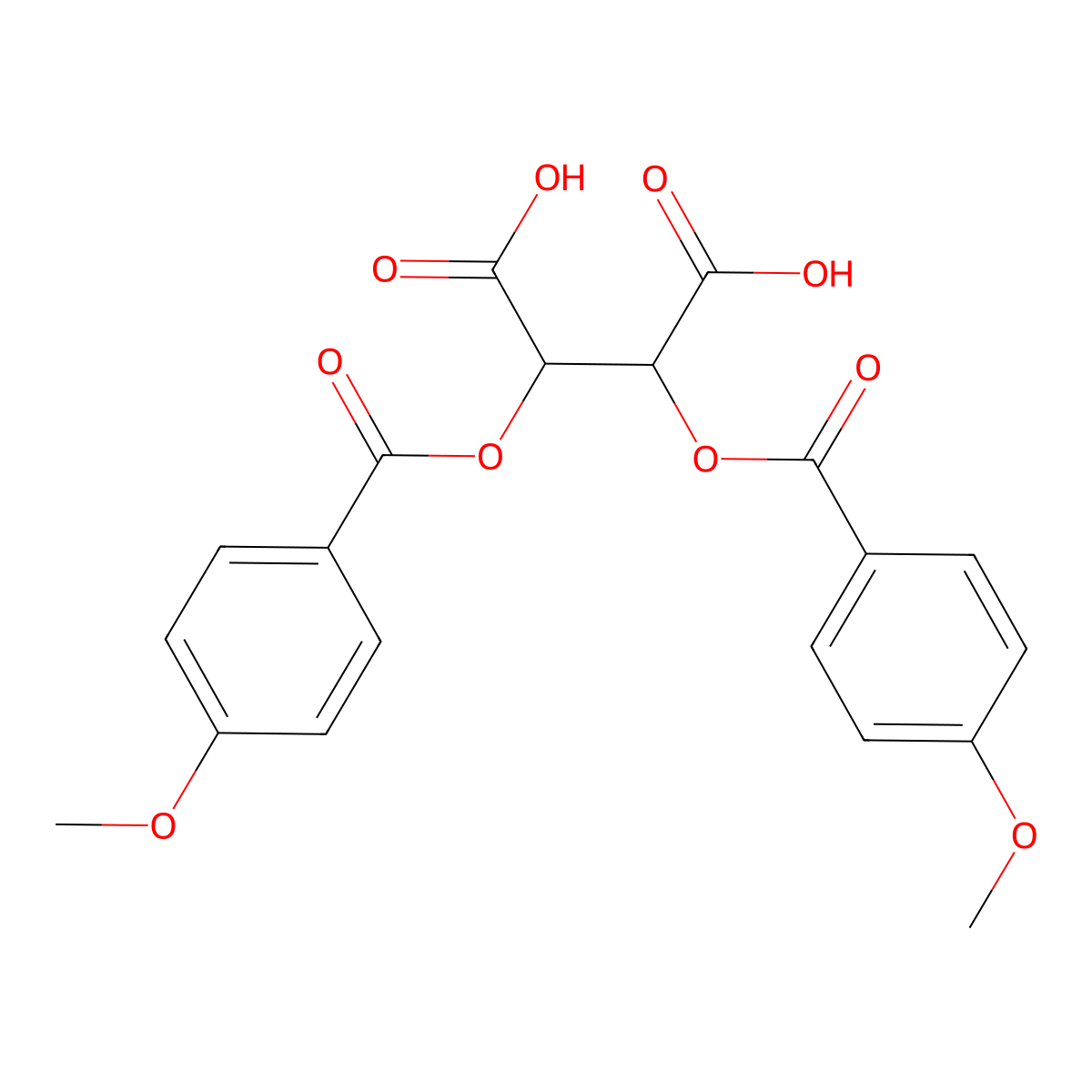 (2R,3R)-2,3-bis((4-methoxybenzoyl)oxy)butanedioic acid molecular structure, CAS 50583-51-2