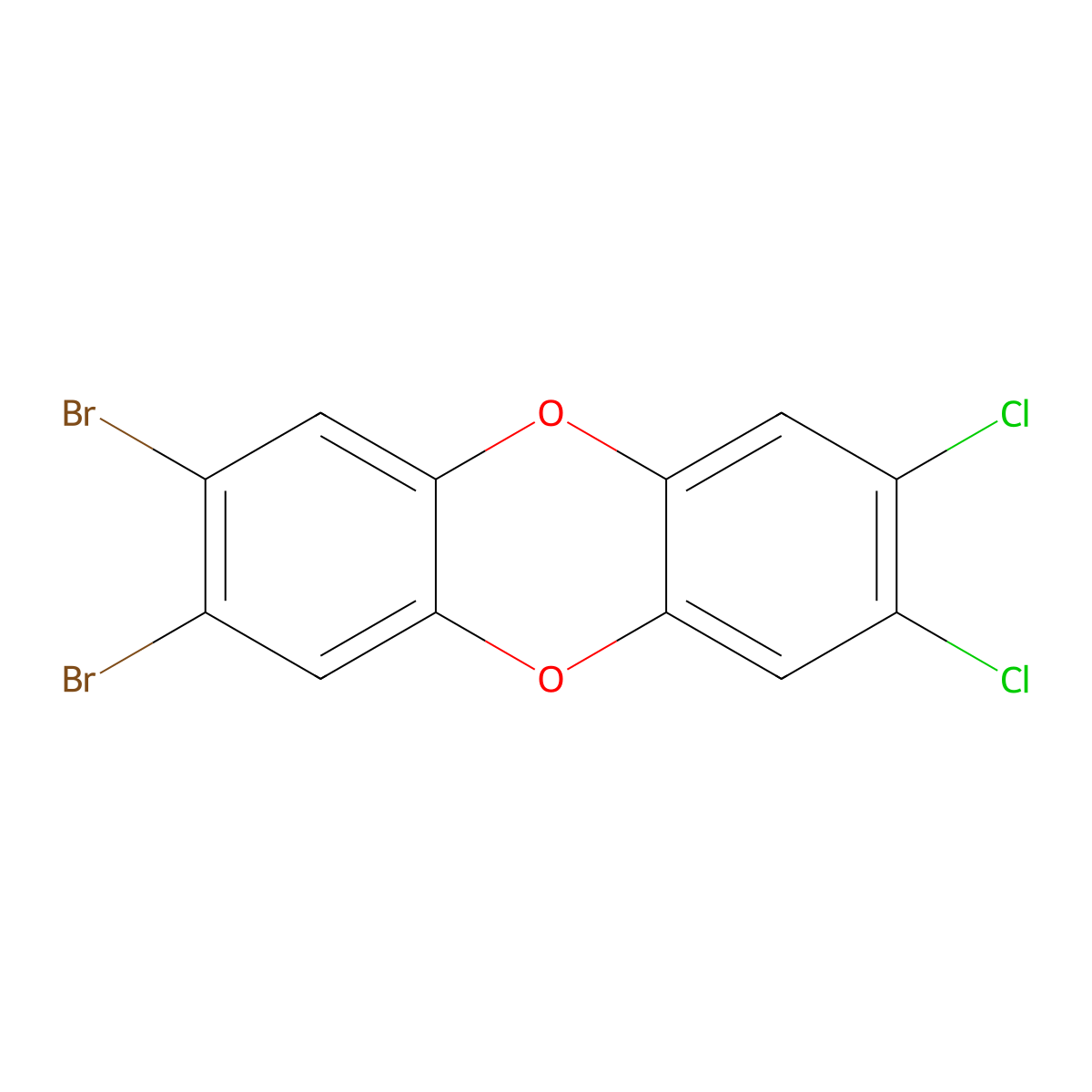 Dibenzo(b,e)(1,4)dioxin, 2,3-dibromo-7,8-dichloro- molecular structure, CAS 50585-40-5