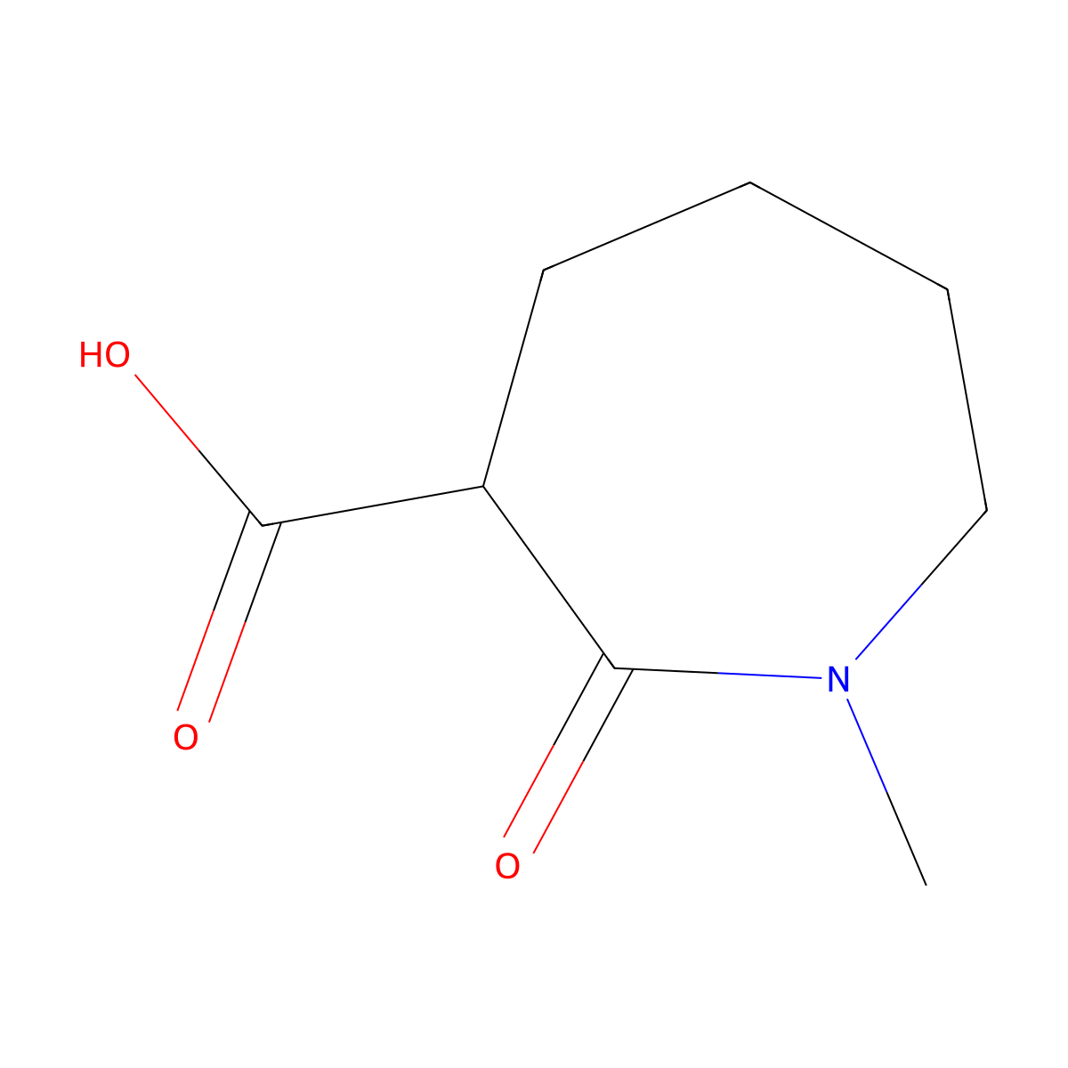 1-Methyl-2-oxoazepane-3-carboxylic acid molecular structure, CAS 50585-84-7