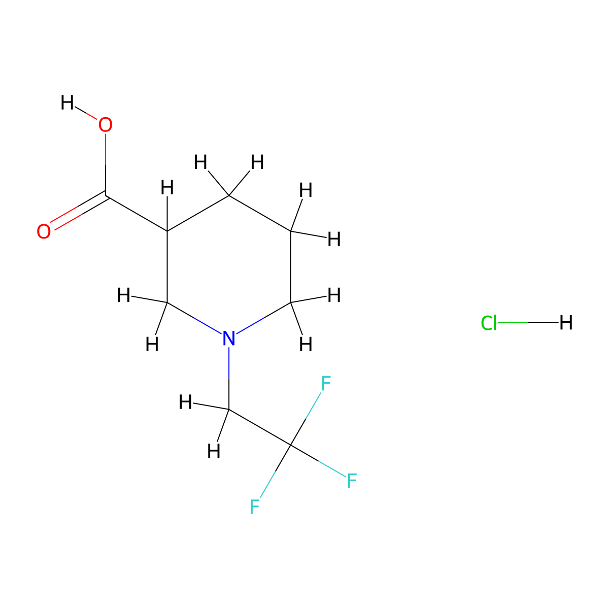 1-(2,2,2-Trifluoroethyl)piperidine-3-carboxylic acid hydrochloride molecular structure, CAS 50586-00-0