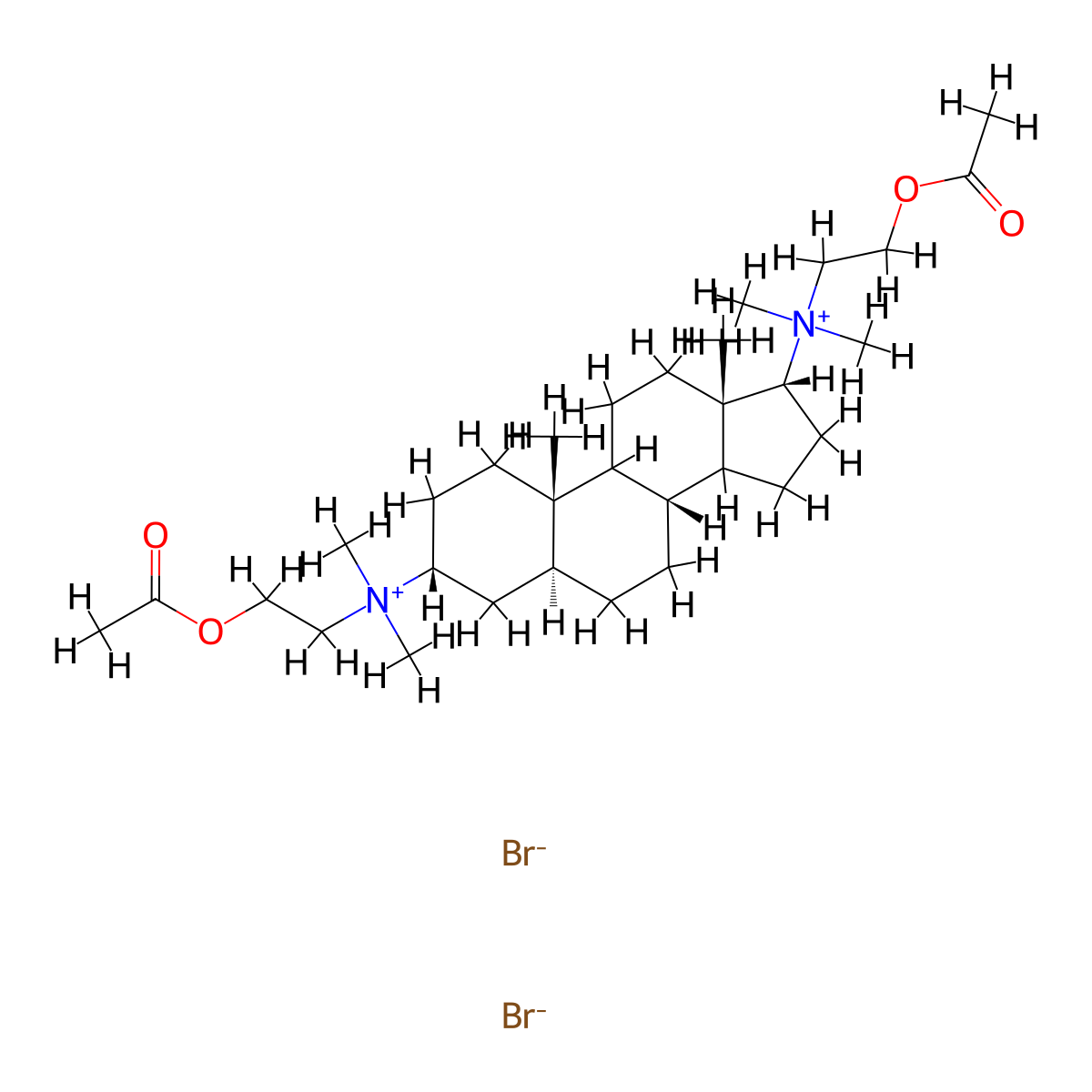 Ammonium, (5-alpha-androstan-3-beta,17-beta-ylene)bis(dimethyl(2-hydroxyethyl)-, dibromide, diacetate molecular structure, CAS 50588-19-7