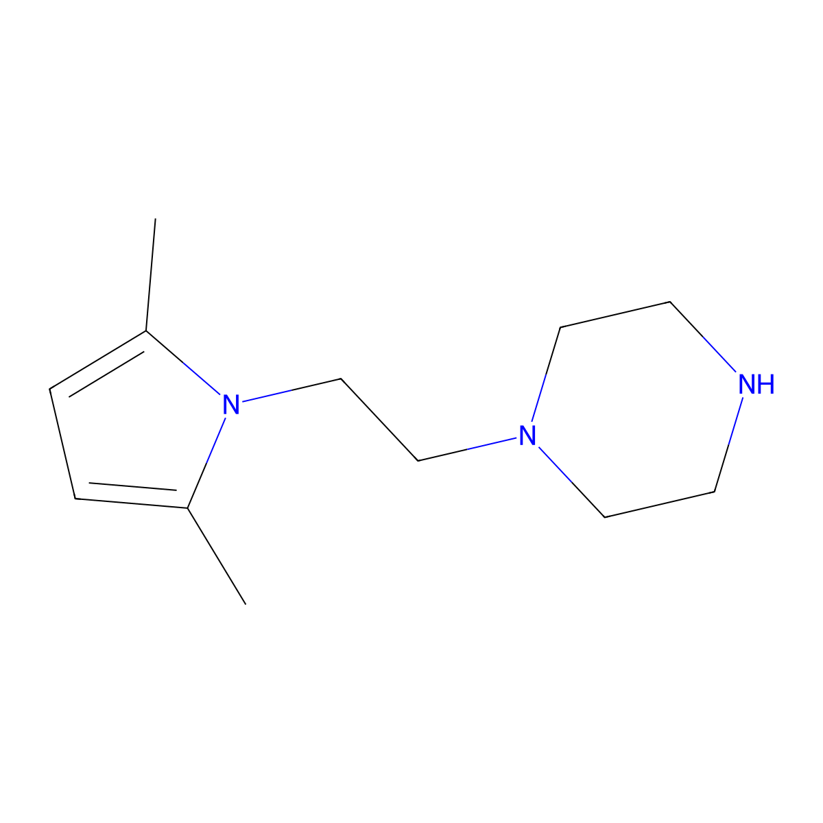 1-[2-(2,5-dimethyl-1H-pyrrol-1-yl)ethyl]piperazine molecular structure, CAS 5059-36-9