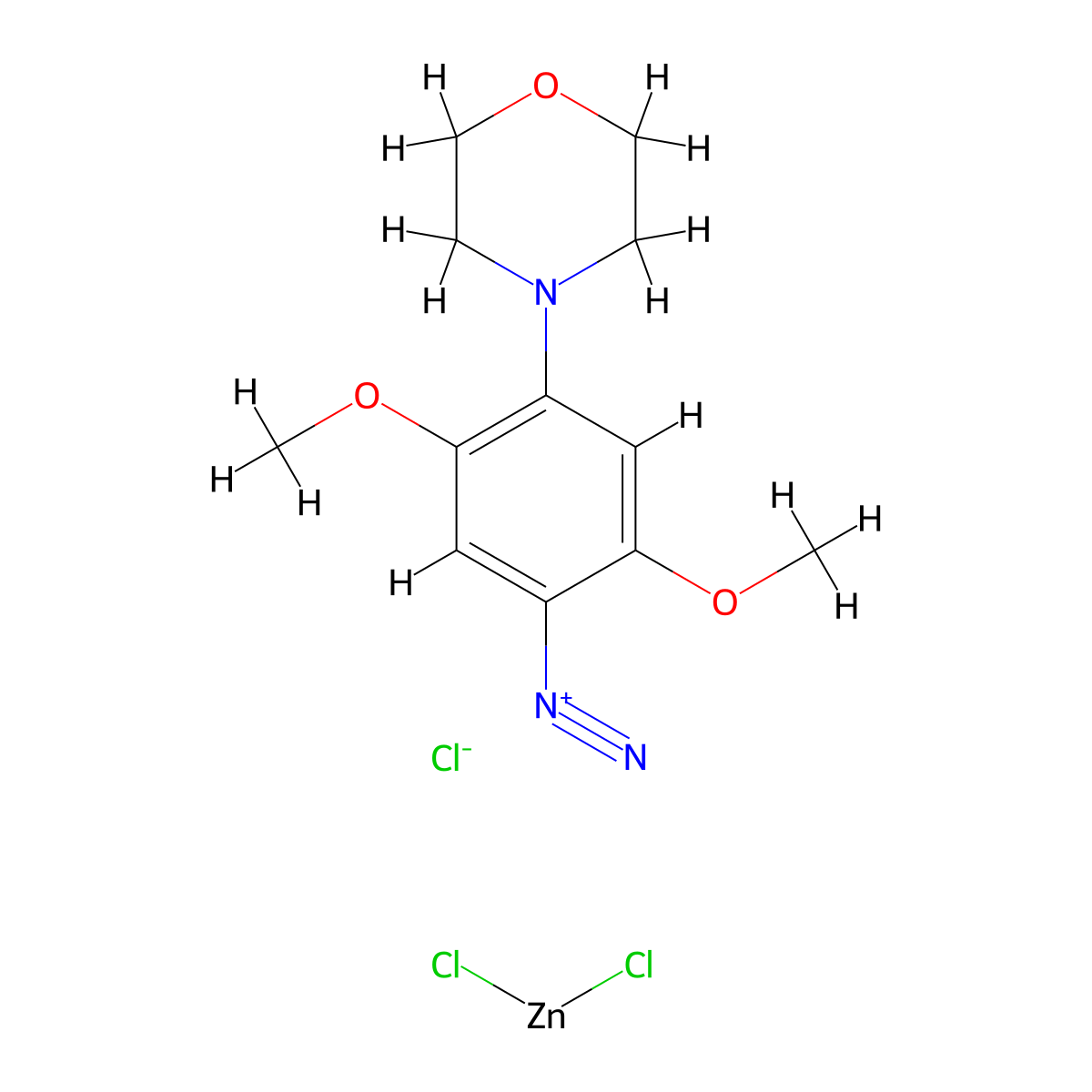 Dichlorozinc;2,5-dimethoxy-4-morpholin-4-ylbenzenediazonium;chloride molecular structure, CAS 5059-60-9