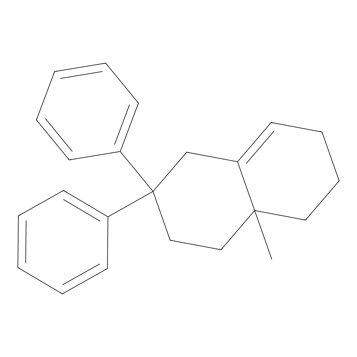 Naphthalene, 1,2,3,4,4a,5,6,7-octahydro-4a-methyl-2,2-diphenyl- molecular structure, CAS 50592-50-2
