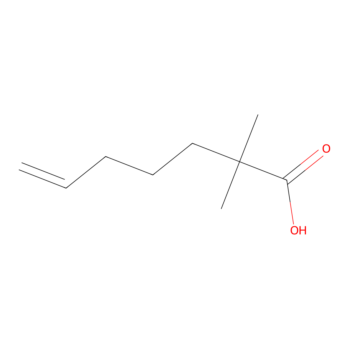 2,2-Dimethylhept-6-enoic acid molecular structure, CAS 50592-83-1