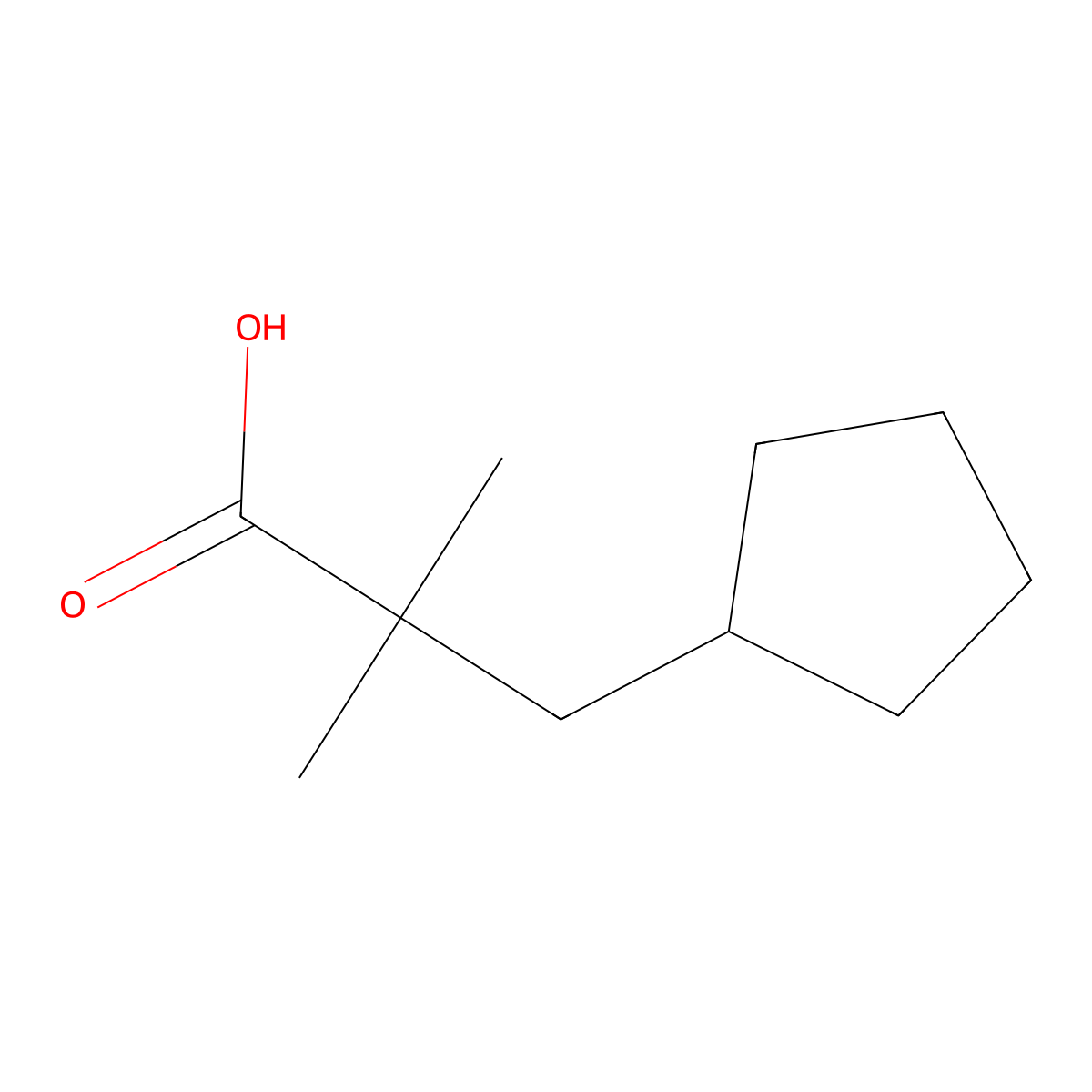 3-Cyclopentyl-2,2-dimethylpropanoic acid molecular structure, CAS 50592-84-2