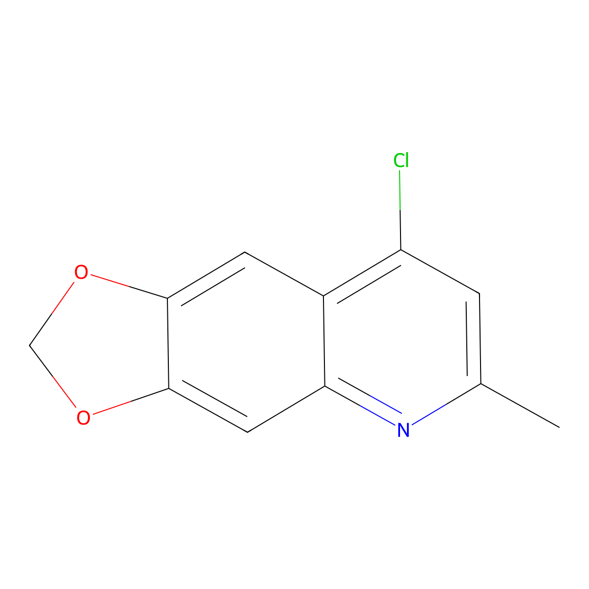 8-Chloro-6-methyl-[1,3]dioxolo[4,5-g]quinoline molecular structure, CAS 50593-65-2