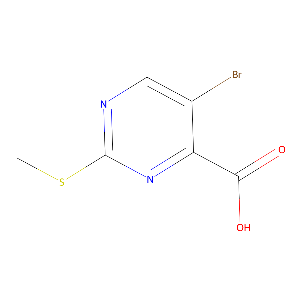 5-Bromo-2-(methylthio)pyrimidine-4-carboxylic Acid molecular structure, CAS 50593-92-5