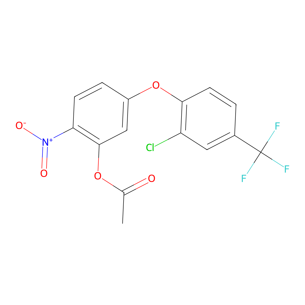 2-Chloro-1-(3-acetoxy-4-nitrophenoxy)-4-(trifluoromethyl)benzene molecular structure, CAS 50594-44-0