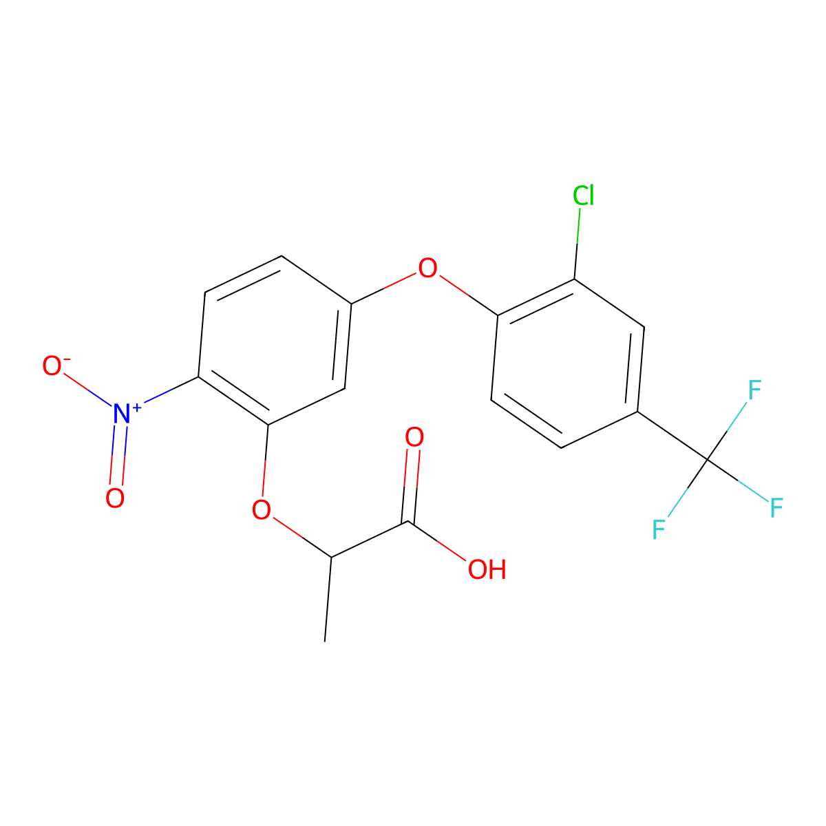 2-{5-[2-Chloro-4-(trifluoromethyl)phenoxy]-2-nitrophenoxy}propanoic acid molecular structure, CAS 50594-48-4