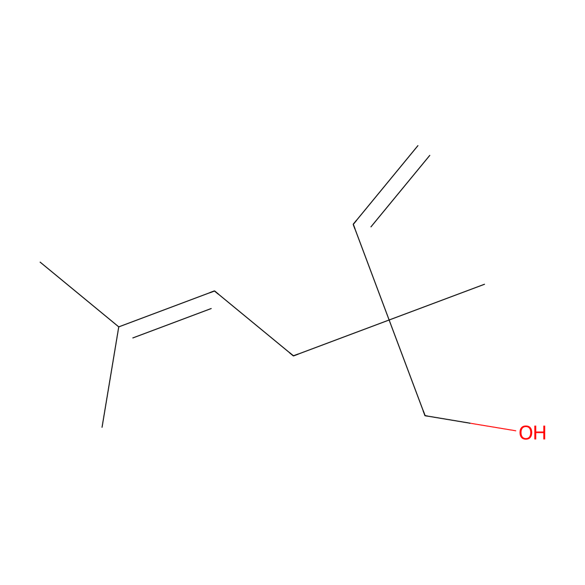 2-Ethenyl-2,5-dimethylhex-4-en-1-ol molecular structure, CAS 50598-21-5