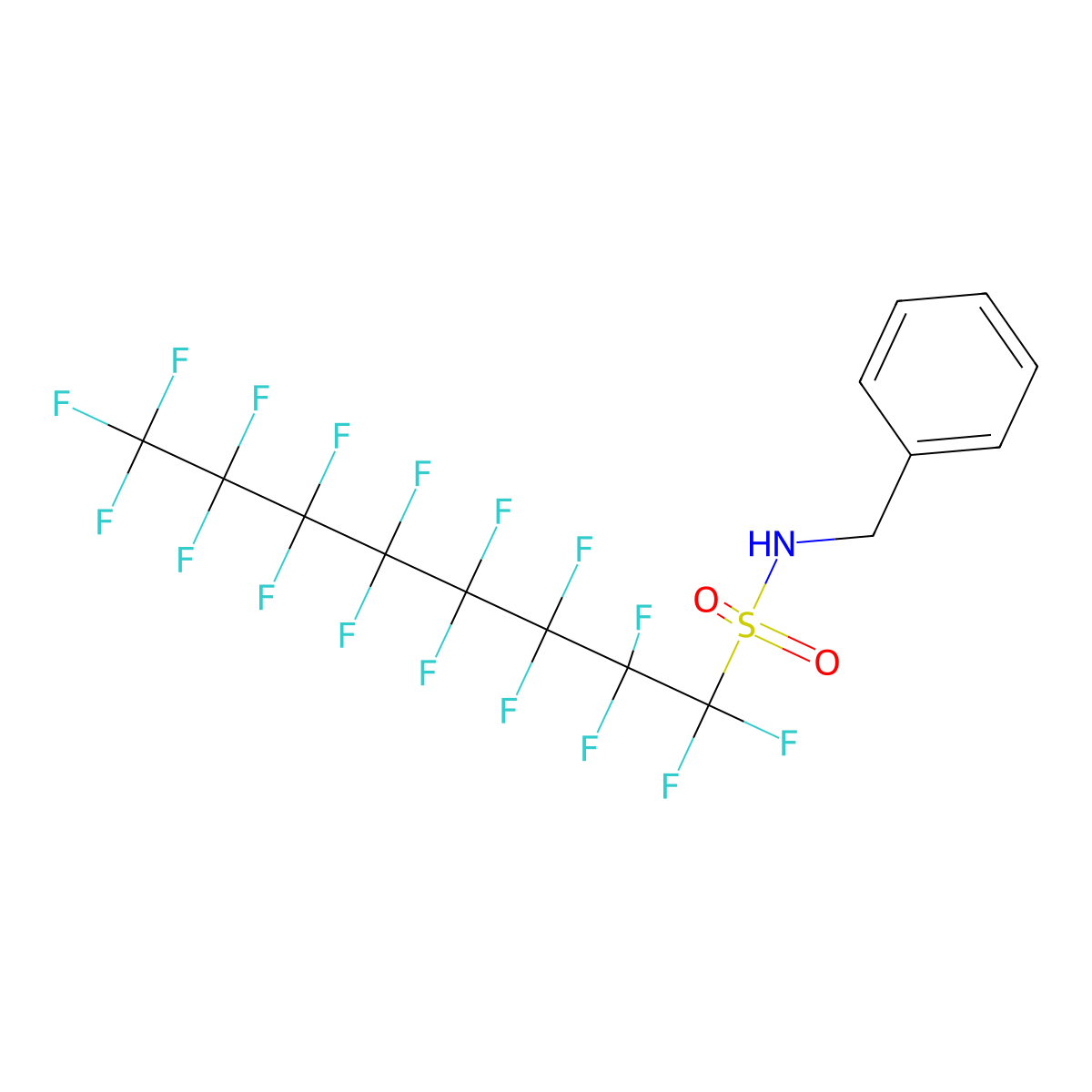 1-Octanesulfonamide, 1,1,2,2,3,3,4,4,5,5,6,6,7,7,8,8,8-heptadecafluoro-N-(phenylmethyl)- molecular structure, CAS 50598-29-3