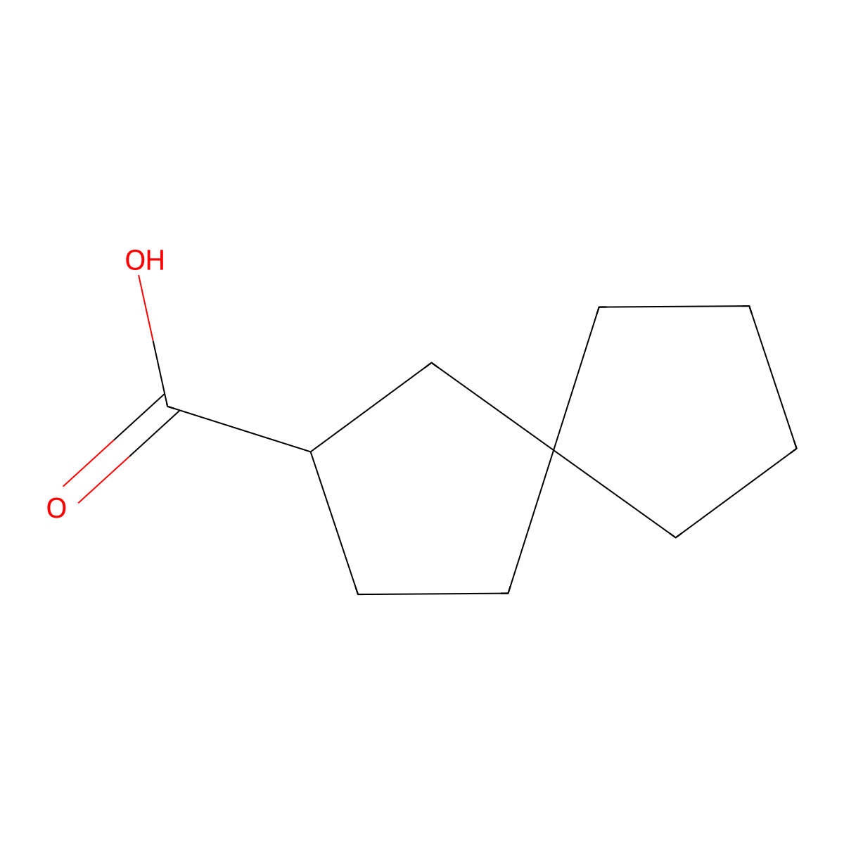 Spiro[4.4]nonane-2-carboxylic acid molecular structure, CAS 50599-19-4