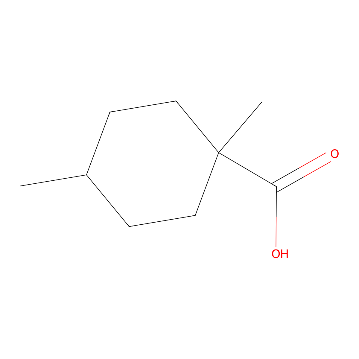 1,4-Dimethylcyclohexane-1-carboxylic acid molecular structure, CAS 50599-45-6