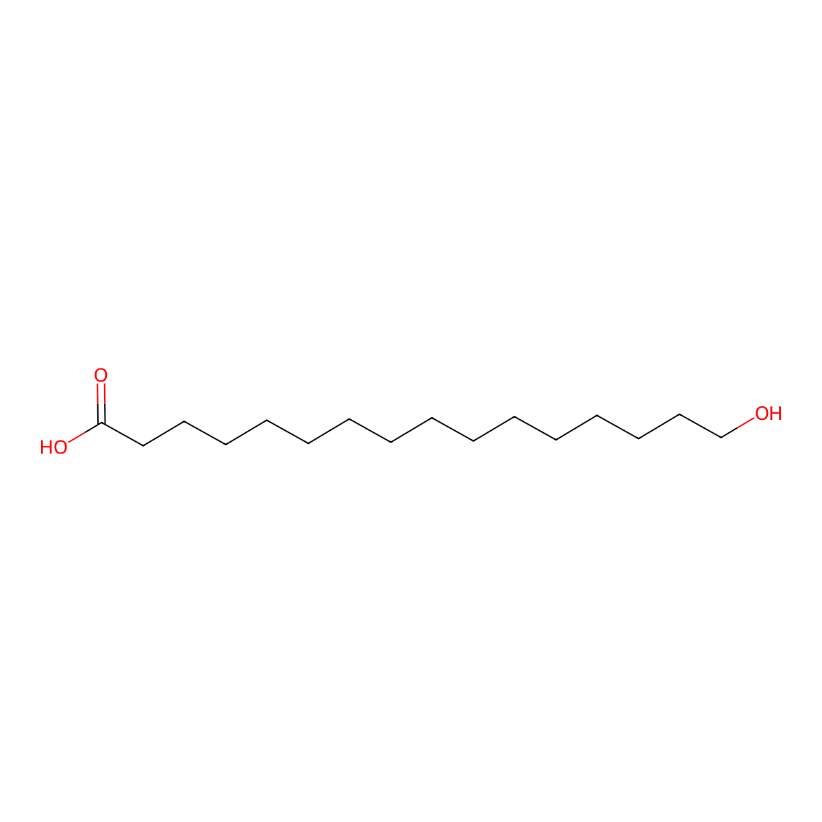 16-Hydroxyhexadecanoic acid molecular structure, CAS 506-13-8