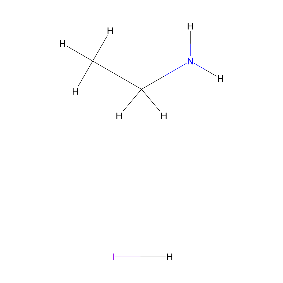Ethylamine hydriodide molecular structure, CAS 506-58-1