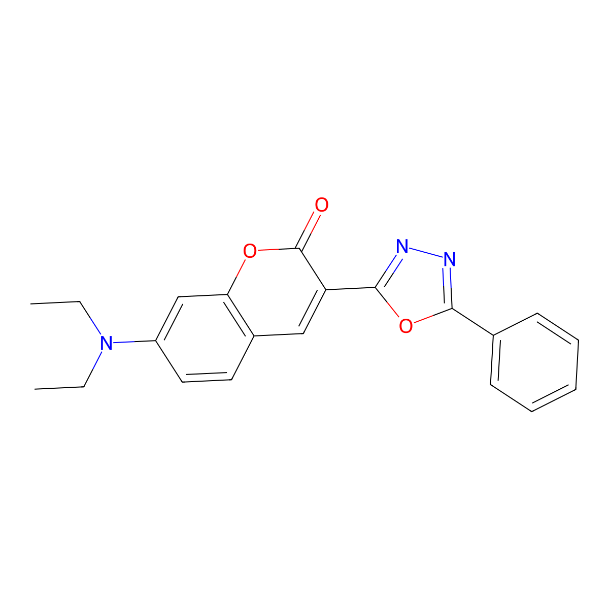 7-(diethylamino)-3-(5-phenyl-1,3,4-oxadiazol-2-yl)-2H-chromen-2-one molecular structure, CAS 50603-24-2
