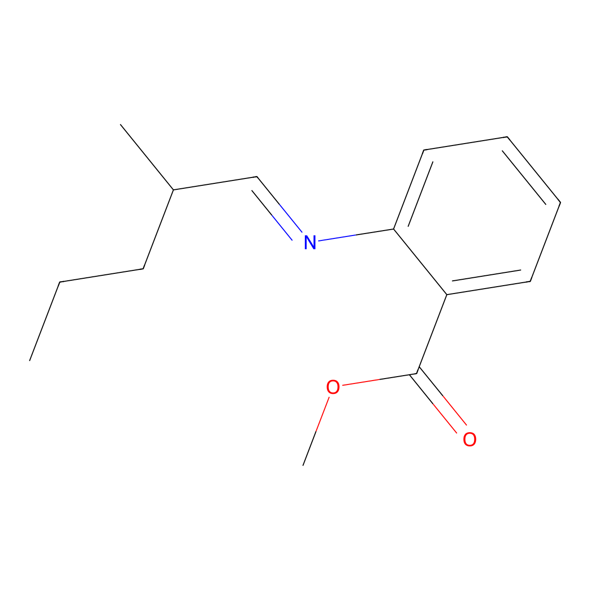 Benzoic acid, 2-[(2-methylpentylidene)amino]-, methyl ester molecular structure, CAS 50607-64-2