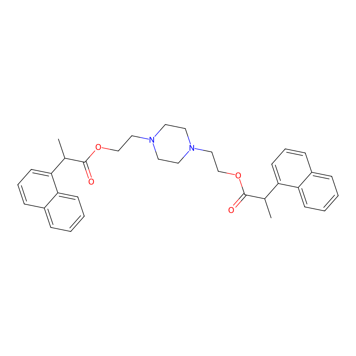 1,1'-(1,4-Piperazinediyldi-2,1-ethanediyl) bis(alpha-methyl-1-naphthaleneacetate) molecular structure, CAS 5061-22-3