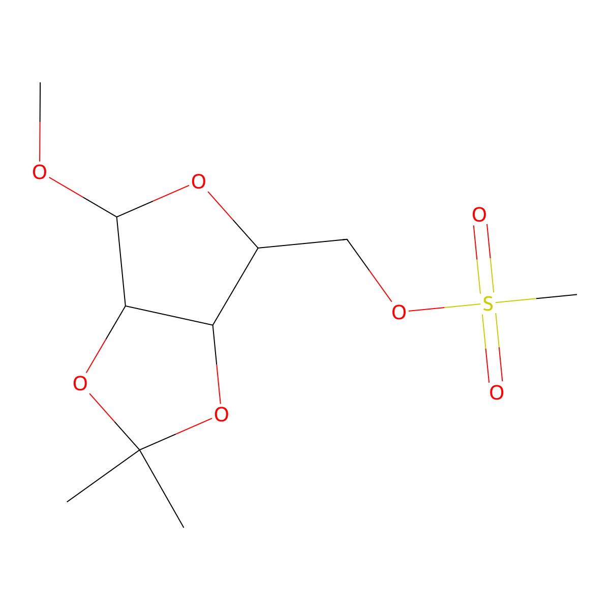 Methyl 2,3-o-(1-methylethylidene)-5-o-(methylsulfonyl)pentofuranoside molecular structure, CAS 50610-99-6