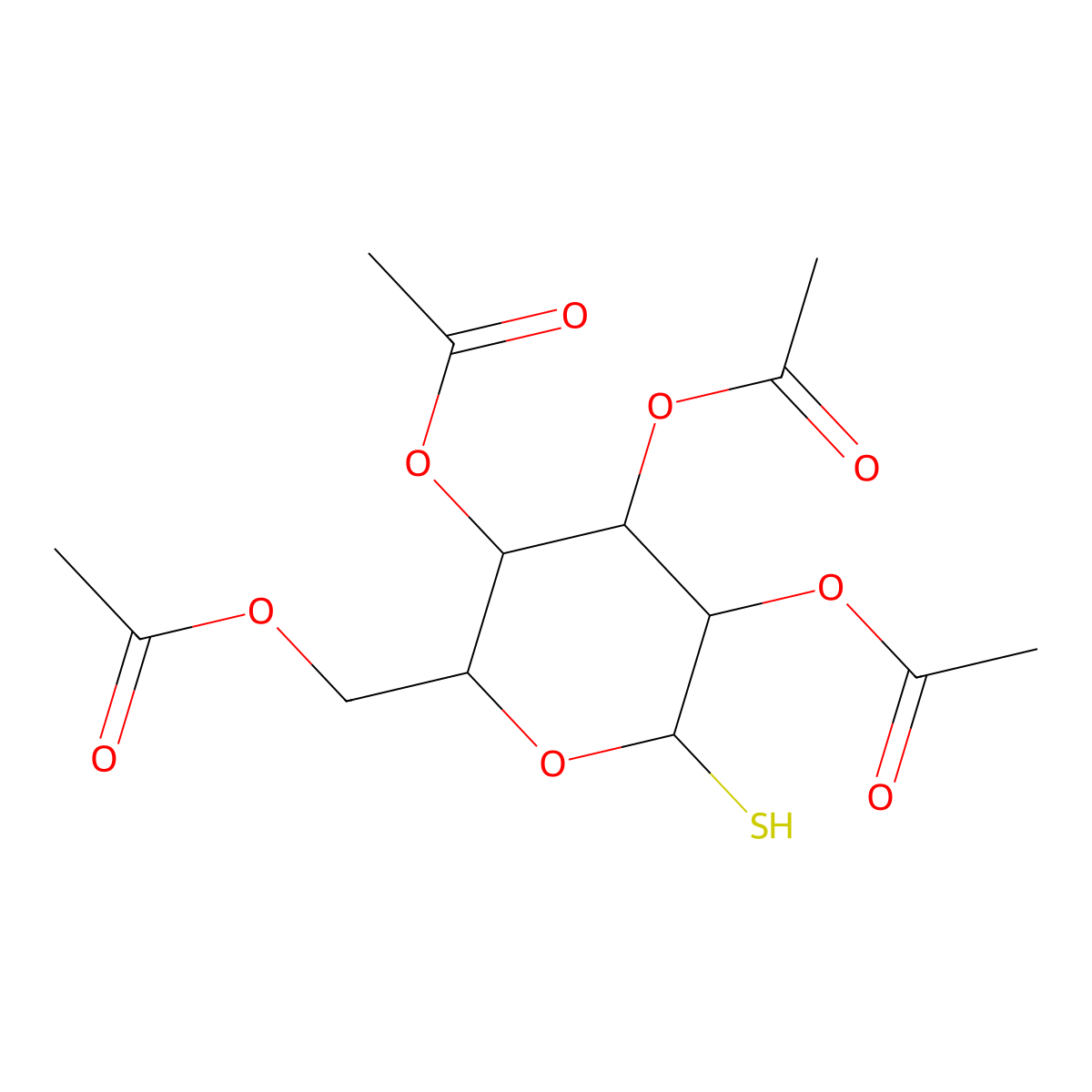 beta-D-Galactopyranose, 1-thio-, 2,3,4,6-tetraacetate molecular structure, CAS 50615-66-2