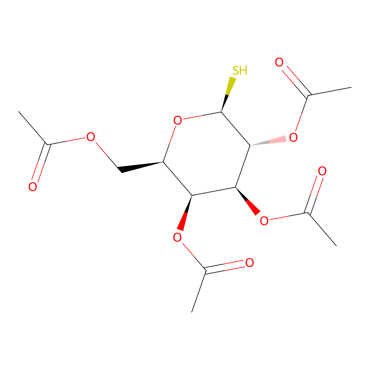 beta-D-Galactopyranose, 1-thio-, 2,3,4,6-tetraacetate molecular structure, CAS 50615-66-2