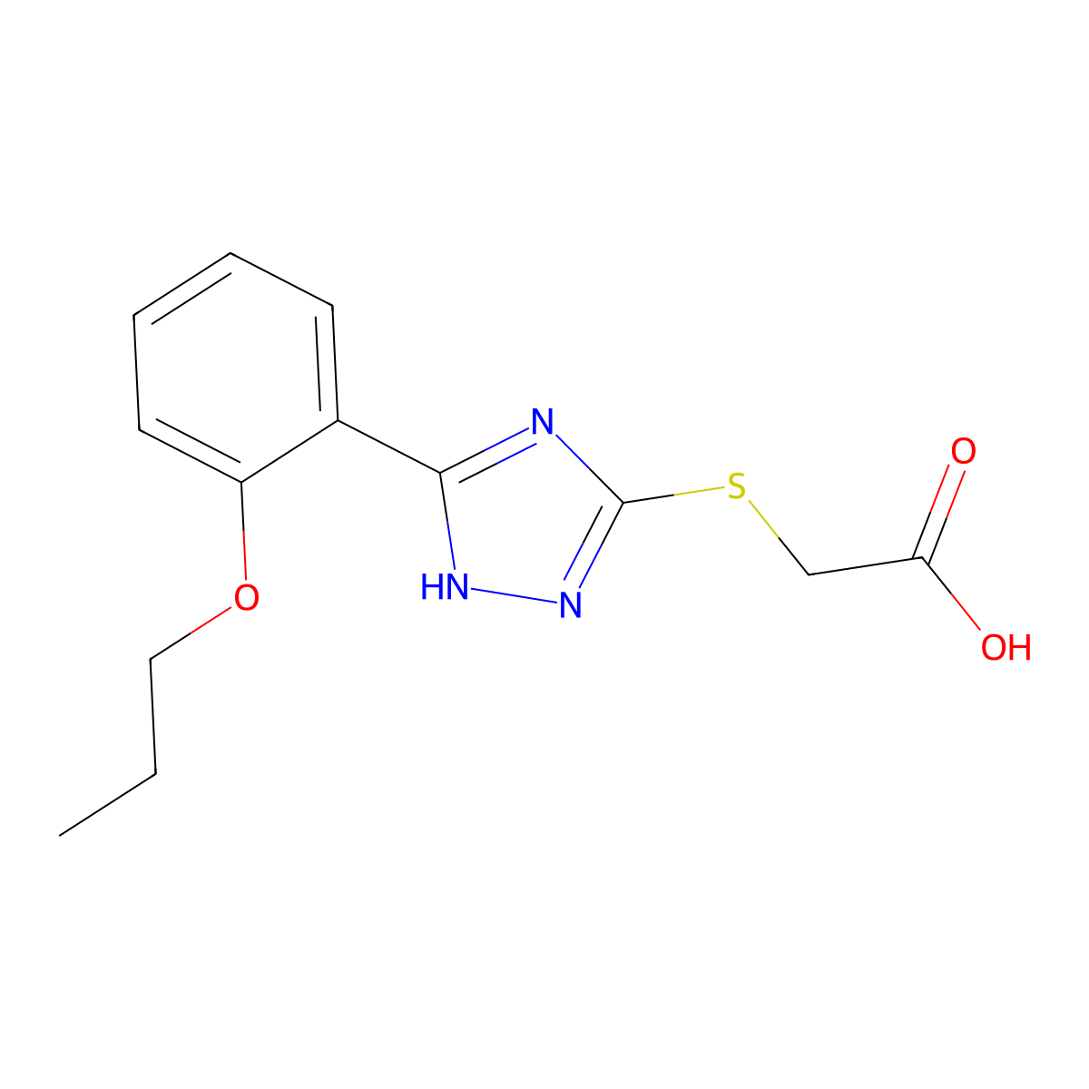 {[5-(2-Propoxyphenyl)-4H-1,2,4-triazol-3-YL]thio}acetic acid molecular structure, CAS 50616-43-8