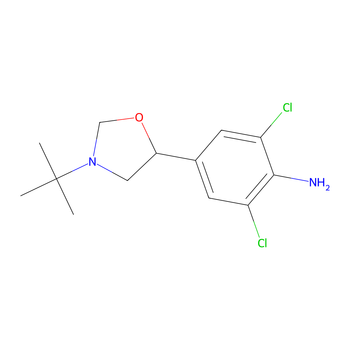4-(3-tert-Butyl-1,3-oxazolidin-5-yl)-2,6-dichloroaniline molecular structure, CAS 50617-62-4