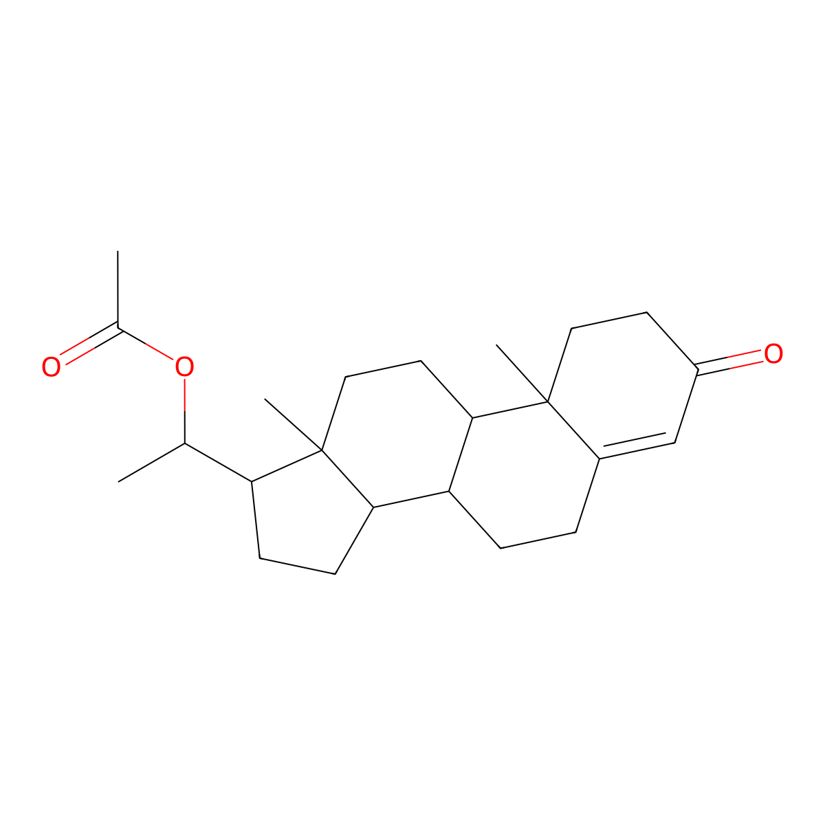 3-Oxopregn-4-EN-20-YL acetate, (20R)- molecular structure, CAS 5062-62-4