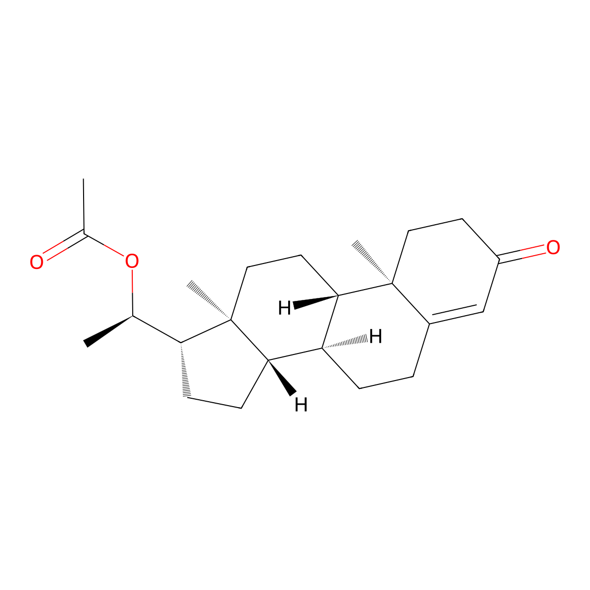 3-Oxopregn-4-EN-20-YL acetate, (20R)- molecular structure, CAS 5062-62-4