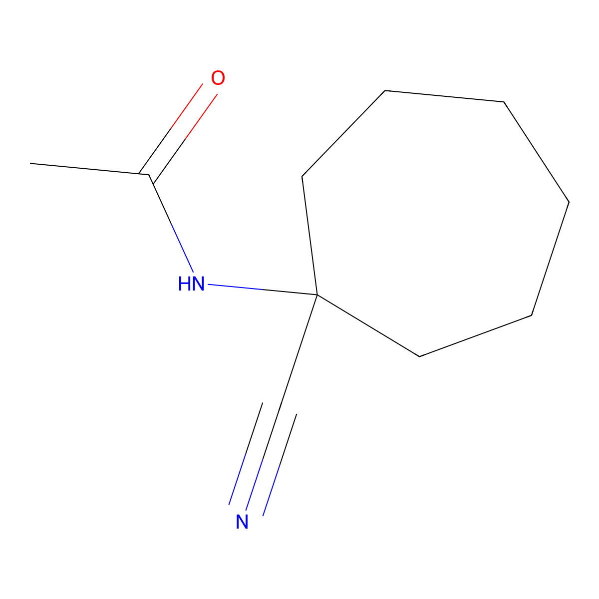 N-(1-cyanocycloheptyl)acetamide molecular structure, CAS 5062-63-5