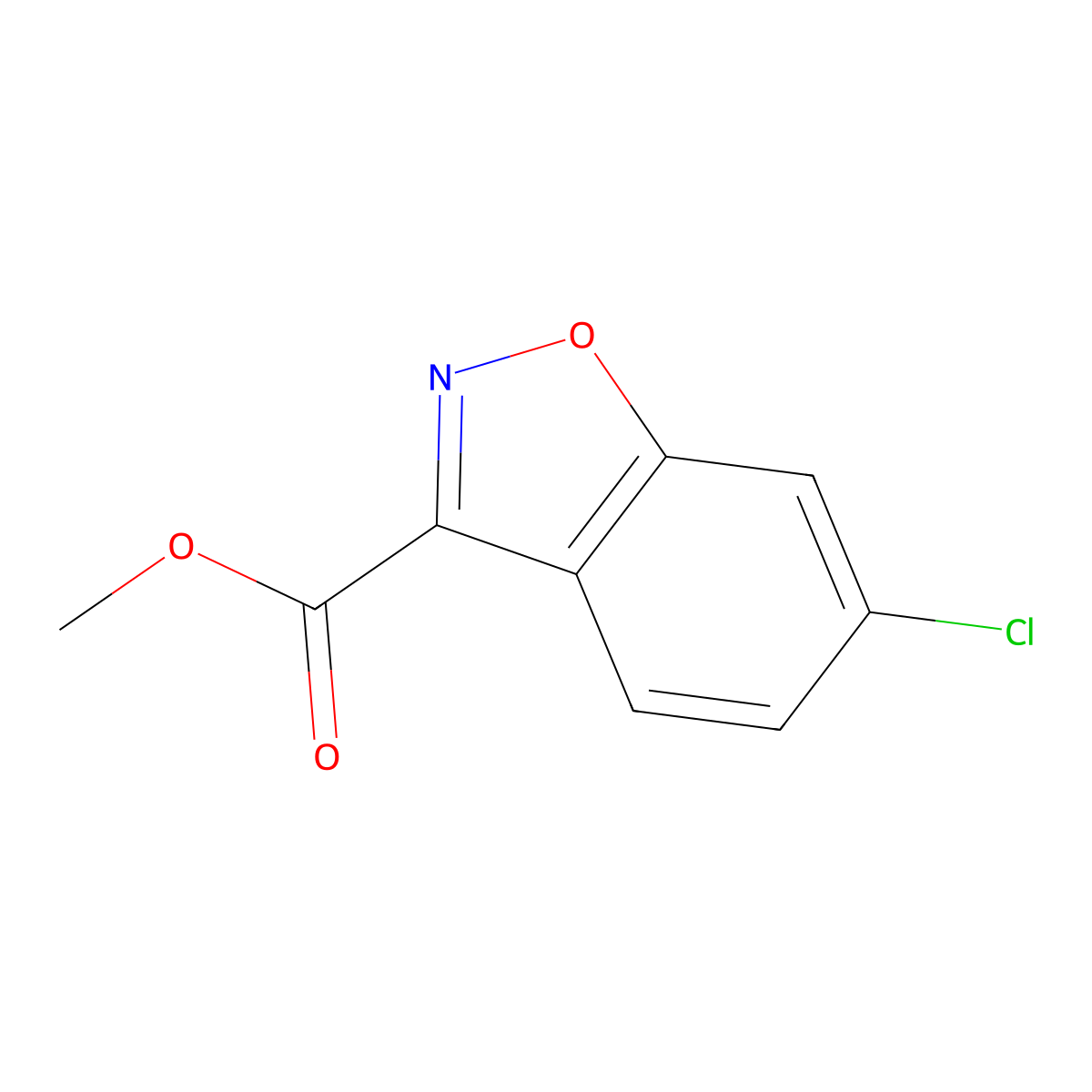 Methyl 6-chloro-1,2-benzoxazole-3-carboxylate molecular structure, CAS 50620-09-2