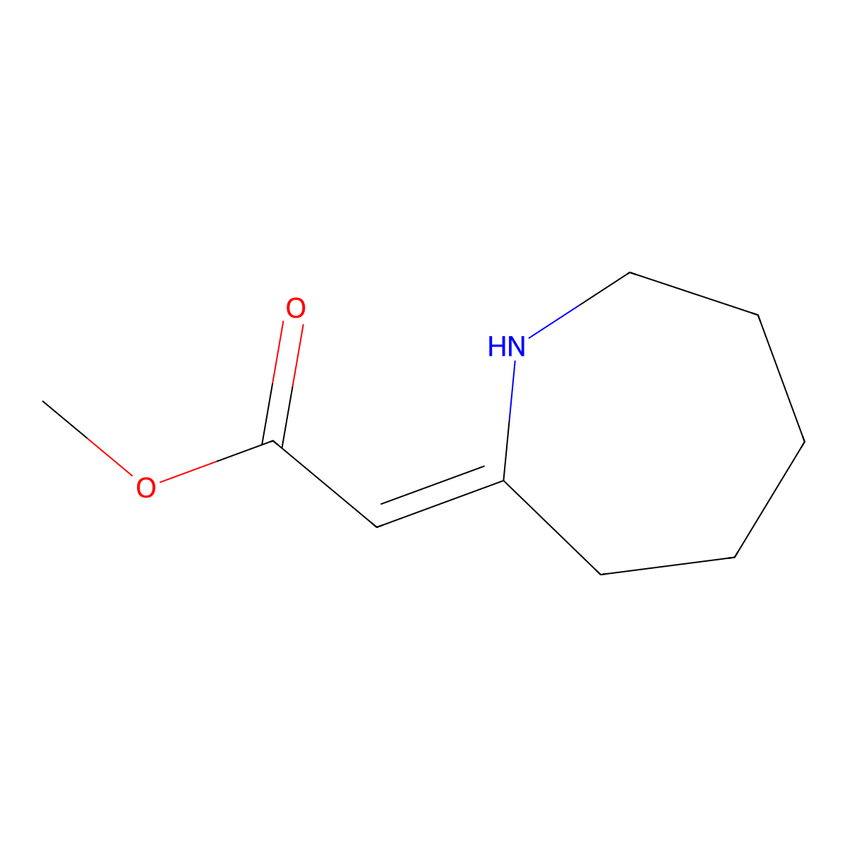 Methyl 2-(azepan-2-ylidene)acetate molecular structure, CAS 50621-07-3