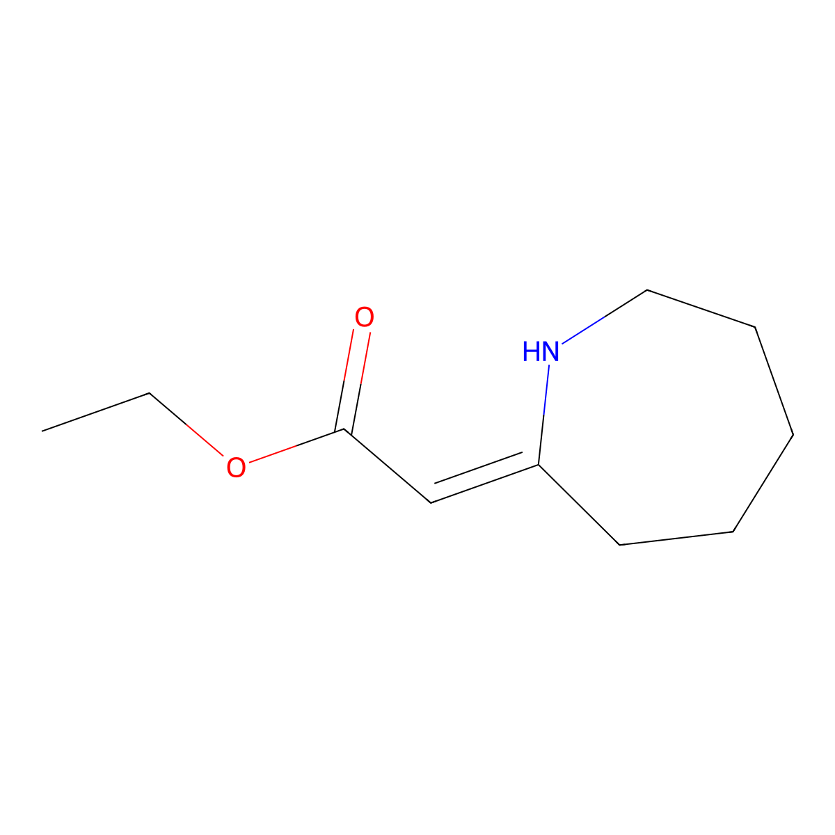 Ethyl 2-(hexahydro-2H-azepin-2-ylidene)acetate molecular structure, CAS 50621-08-4
