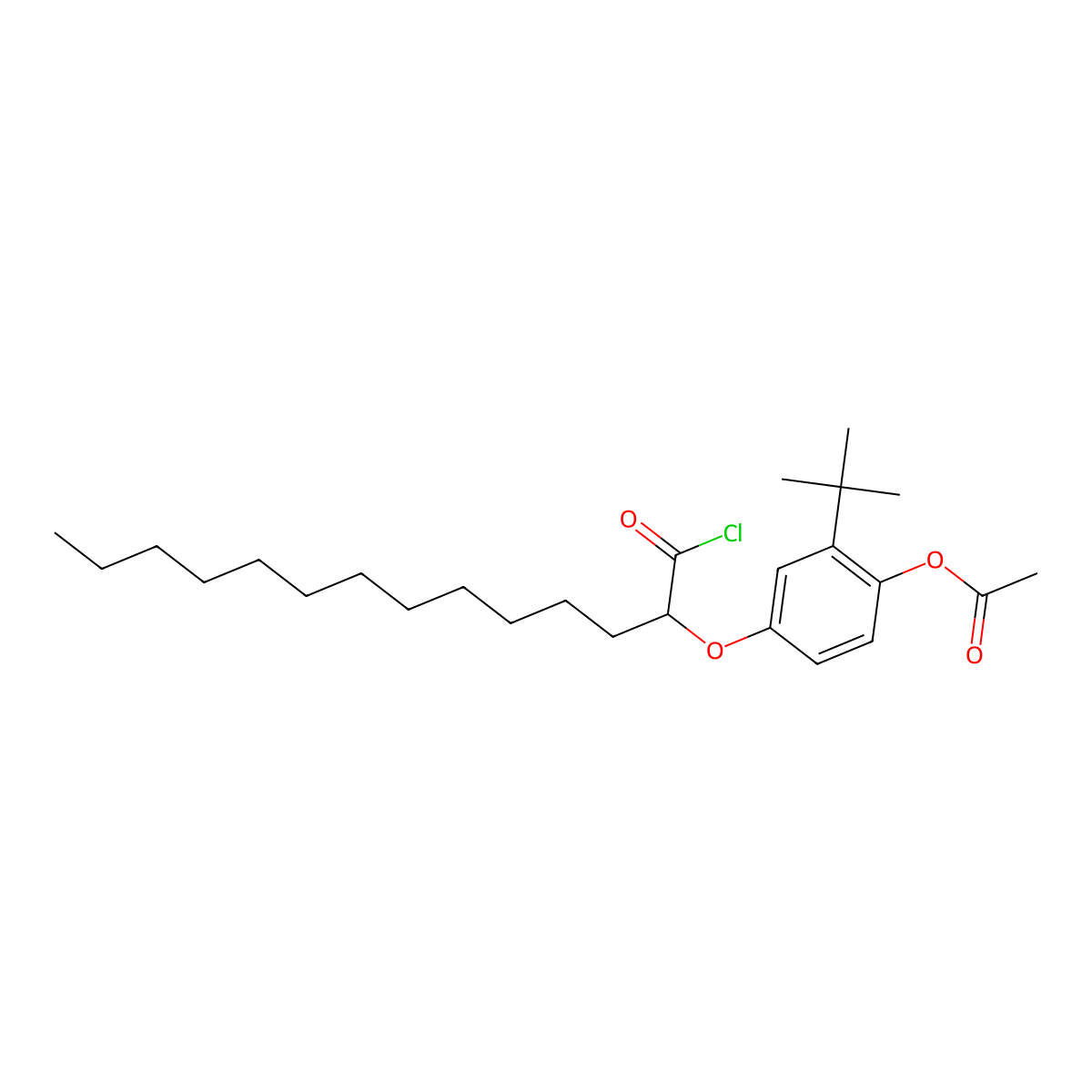 Tetradecanoyl chloride, 2-(4-(acetyloxy)-3-(1,1-dimethylethyl)phenoxy)- molecular structure, CAS 50622-42-9