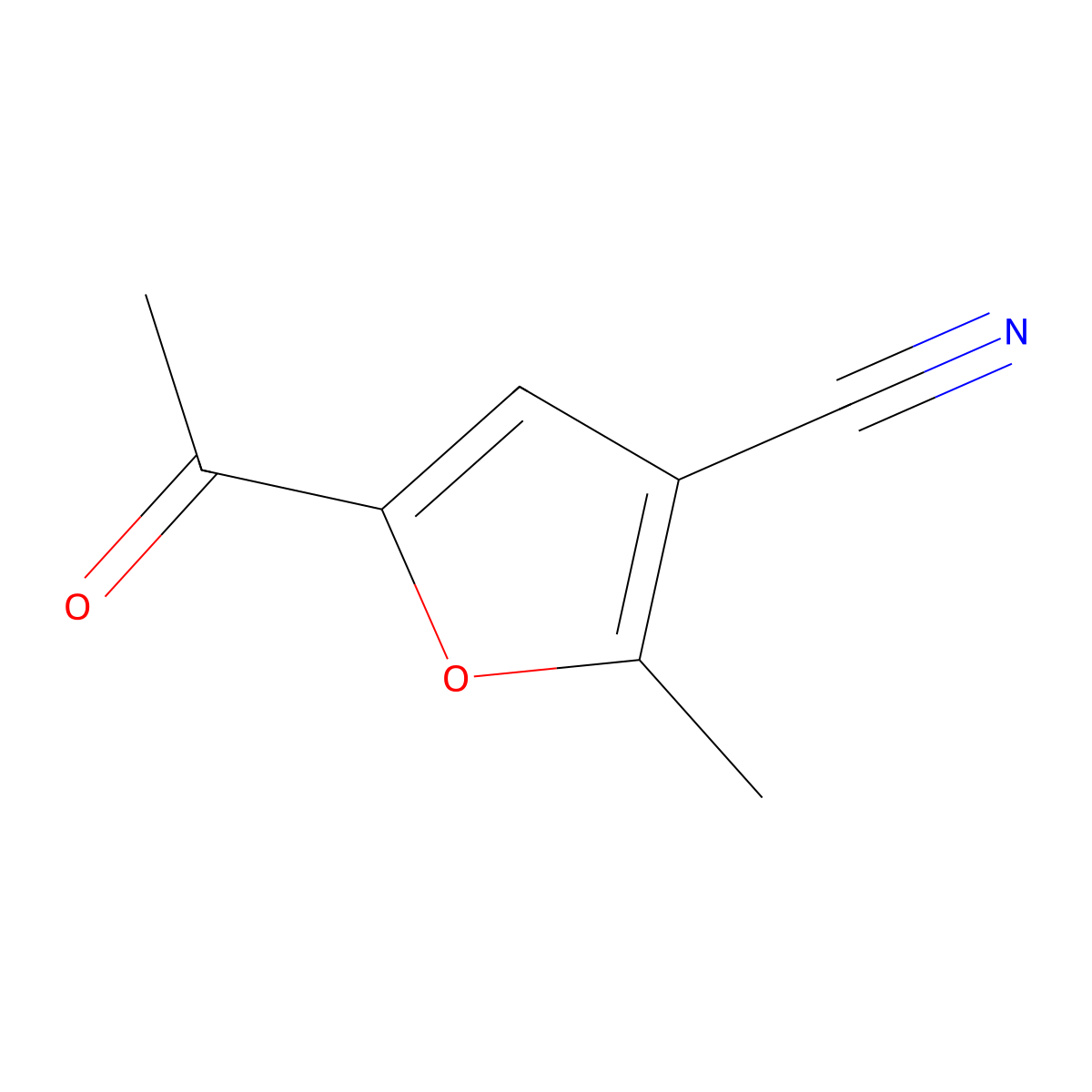 5-Acetyl-2-methylfuran-3-carbonitrile molecular structure, CAS 50626-10-3