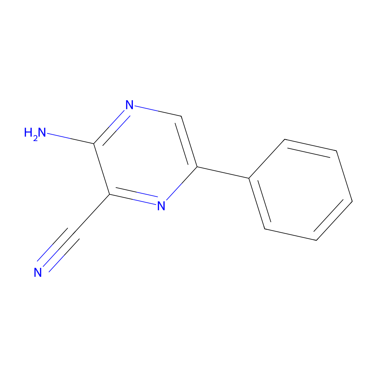 2-Amino-3-cyano-5-phenylpyrazine molecular structure, CAS 50627-25-3