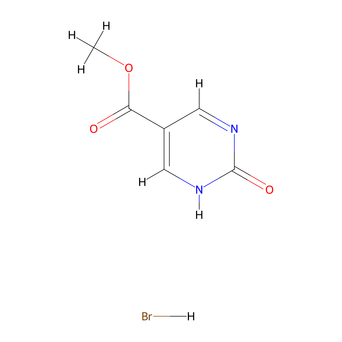 Methyl 2-oxo-1,2-dihydropyrimidine-5-carboxylate hydrobromide molecular structure, CAS 50628-31-4